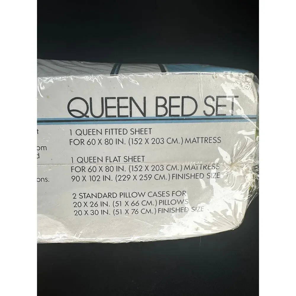 VTG Springs No-Iron Queen Bed Set 1 fitted 1 flat 2 pillowcases Summer Breeze